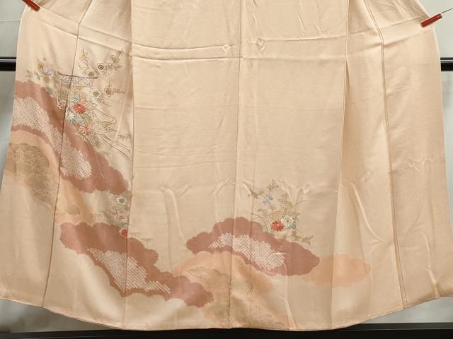 平和屋着物■上質な紬　絞り　刺繍　几帳花文　金彩　正絹　逸品　DABJ5284qa