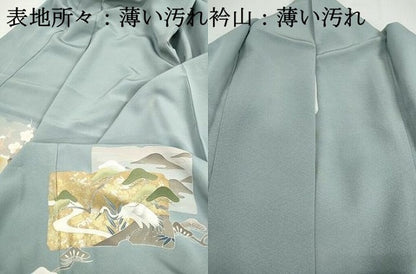 平和屋着物■豪華色留袖　駒刺繍　破れ色紙飛鶴花松文　金彩　正絹　逸品　DABJ5289qa