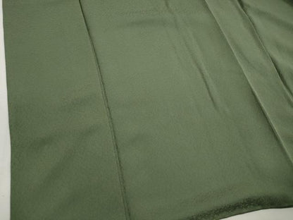 平和屋着物■上質な色無地　舞花地紋　老竹色　正絹　逸品　DABJ5291qa