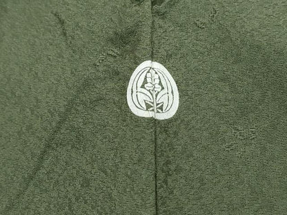 平和屋着物■上質な色無地　舞花地紋　老竹色　正絹　逸品　DABJ5291qa