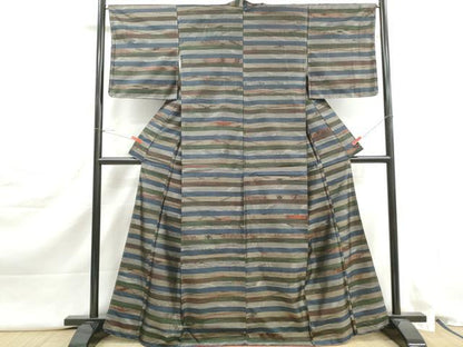 平和屋着物■本場大島紬　横段文　正絹　逸品　DABJ5299qa