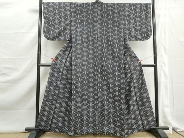 平和屋着物■上質な紬　菱文　正絹　逸品　DABJ5303qa