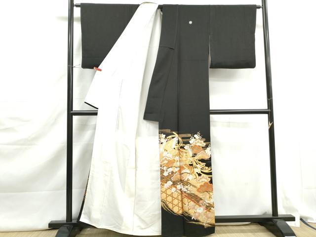 平和屋着物■豪華黒留袖　駒刺繍　鳳凰花松文　金彩　正絹　逸品　DABJ5304qa