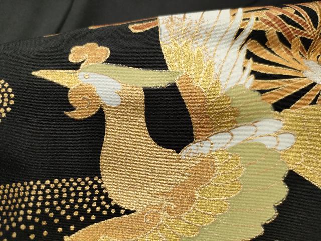平和屋着物■豪華黒留袖　駒刺繍　鳳凰花松文　金彩　正絹　逸品　DABJ5304qa