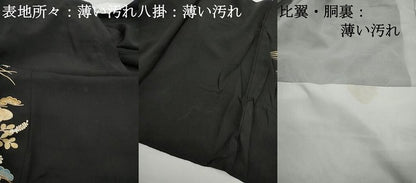 平和屋着物■豪華黒留袖　御所車立波花松文　金彩　正絹　逸品　DABJ5307qa
