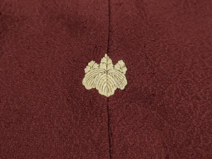 平和屋着物■上質な色無地　草花地紋　葡萄茶色　正絹　逸品　DABJ5309qa