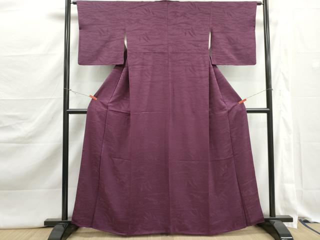 平和屋着物■上質な色無地　流水草花地紋　似せ紫色　正絹　逸品　DABJ5318qa