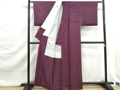 平和屋着物■上質な色無地　流水草花地紋　似せ紫色　正絹　逸品　DABJ5318qa