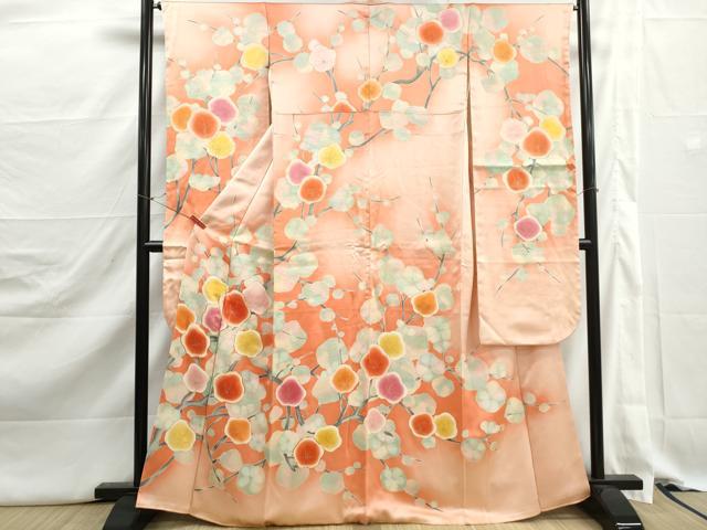 平和屋着物■豪華振袖　駒刺繍　枝梅文　暈し染め　金彩　正絹　逸品　DABJ5322qa