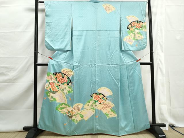 平和屋着物■訪問着　駒刺繍　檜扇花文　牡丹　金彩　正絹　逸品　DABJ5323qa