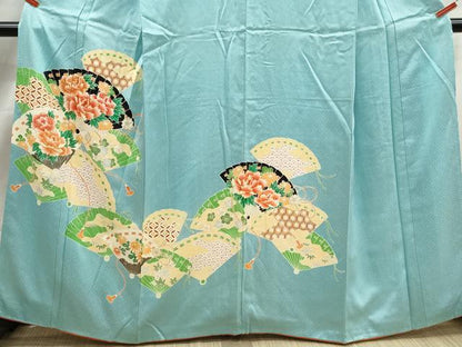 平和屋着物■訪問着　駒刺繍　檜扇花文　牡丹　金彩　正絹　逸品　DABJ5323qa