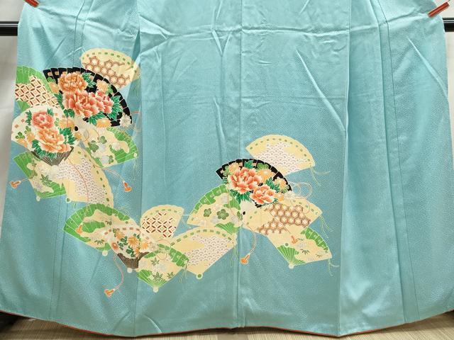 平和屋着物■訪問着　駒刺繍　檜扇花文　牡丹　金彩　正絹　逸品　DABJ5323qa