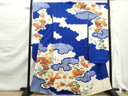 平和屋着物■豪華振袖　駒刺繍　絞り　雲取り菊尽くし文　金彩　正絹　逸品　DABJ5325qa