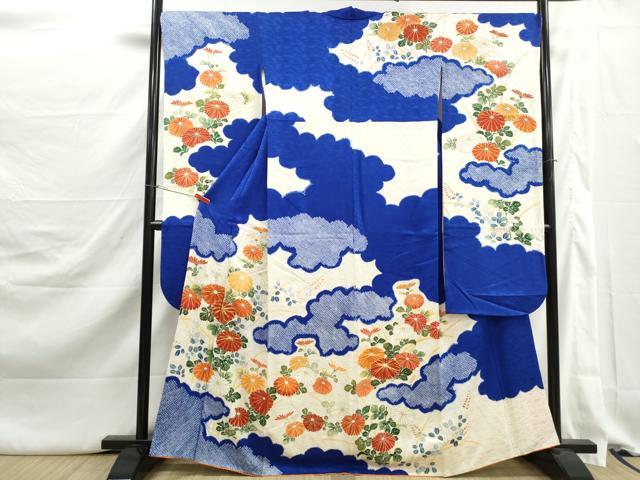 平和屋着物■豪華振袖　駒刺繍　絞り　雲取り菊尽くし文　金彩　正絹　逸品　DABJ5325qa
