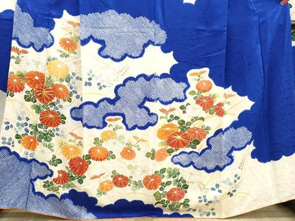 平和屋着物■豪華振袖　駒刺繍　絞り　雲取り菊尽くし文　金彩　正絹　逸品　DABJ5325qa