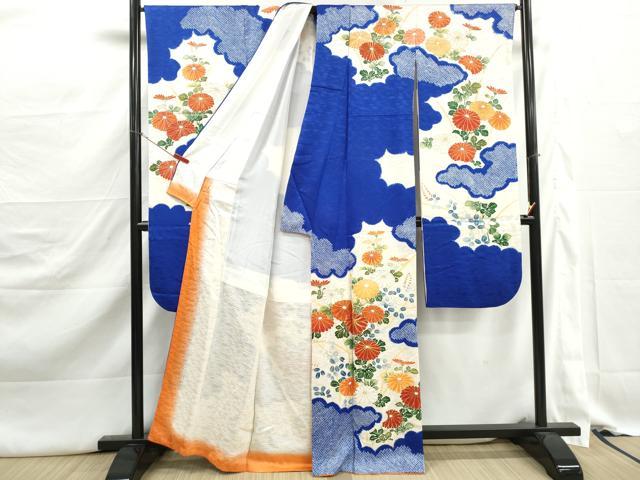 平和屋着物■豪華振袖　駒刺繍　絞り　雲取り菊尽くし文　金彩　正絹　逸品　DABJ5325qa