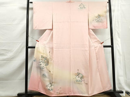 平和屋着物■訪問着　扇面花文　暈し染め　金彩　正絹　逸品　DABJ5331qa