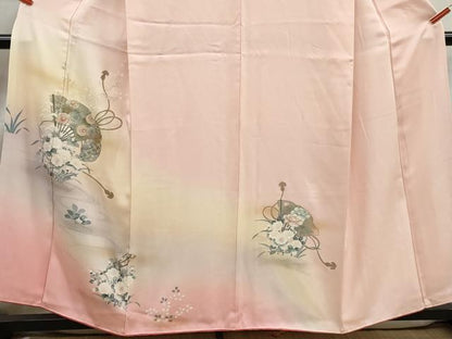 平和屋着物■訪問着　扇面花文　暈し染め　金彩　正絹　逸品　DABJ5331qa