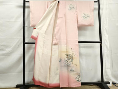 平和屋着物■訪問着　扇面花文　暈し染め　金彩　正絹　逸品　DABJ5331qa