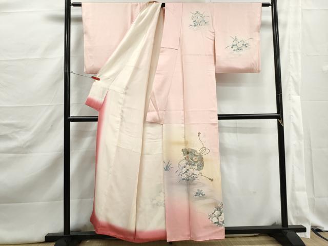 平和屋着物■訪問着　扇面花文　暈し染め　金彩　正絹　逸品　DABJ5331qa