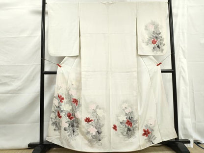 平和屋着物■訪問着　手描き　枝花文　正絹　逸品　DABJ5337qa