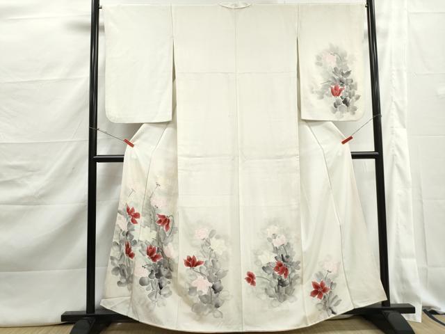 平和屋着物■訪問着　手描き　枝花文　正絹　逸品　DABJ5337qa
