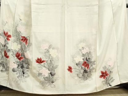 平和屋着物■訪問着　手描き　枝花文　正絹　逸品　DABJ5337qa