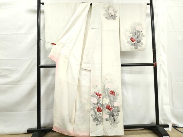 平和屋着物■訪問着　手描き　枝花文　正絹　逸品　DABJ5337qa