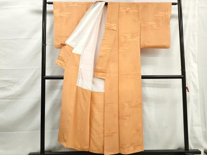 平和屋着物■上質な色無地　エ霞楓地紋　赤朽葉色　正絹　逸品　DABJ5348qa