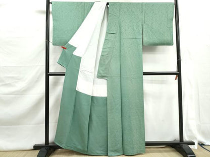 平和屋着物■上質な色無地　茶の湯染　利休彩夢　草花地紋　若竹色　正絹　逸品　DABJ5351qa