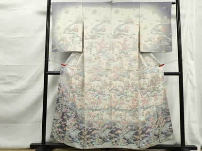 平和屋着物■訪問着　流水花文　暈し染め　正絹　逸品　DABJ5352qa