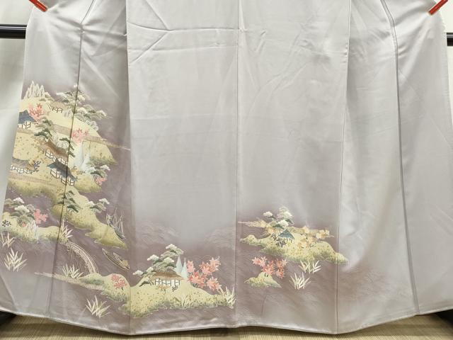 平和屋着物■豪華色留袖　立波風景花松文　暈し染め　金彩　正絹　逸品　DABJ5354qa