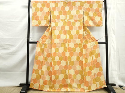 平和屋着物■上質な小紋　総絞り　亀甲文　正絹　逸品　DABJ5360qa