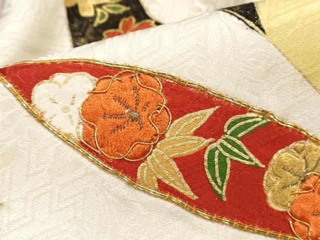 平和屋着物■豪華振袖　駒刺繍　絞り　笹竹花文　金彩　正絹　逸品　DABJ5362qa