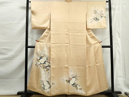 平和屋着物■訪問着　刺繍　草花文　牡丹　暈し染め　金彩　正絹　逸品　DABJ5366qa