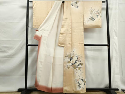 平和屋着物■訪問着　刺繍　草花文　牡丹　暈し染め　金彩　正絹　逸品　DABJ5366qa