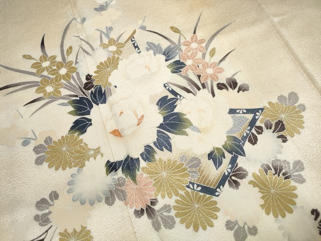 平和屋着物■訪問着　刺繍　草花文　牡丹　暈し染め　金彩　正絹　逸品　DABJ5366qa