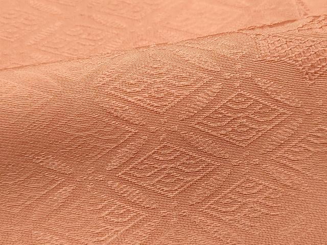 平和屋着物■上質な色無地　七宝雲取り地紋　曙色　正絹　逸品　DABJ5371qa