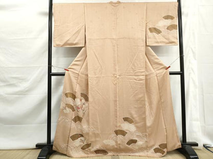 平和屋着物■訪問着　絞り　刺繍　立波地紙枝椿文　金彩　正絹　逸品　DABJ5377qa