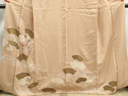 平和屋着物■訪問着　絞り　刺繍　立波地紙枝椿文　金彩　正絹　逸品　DABJ5377qa
