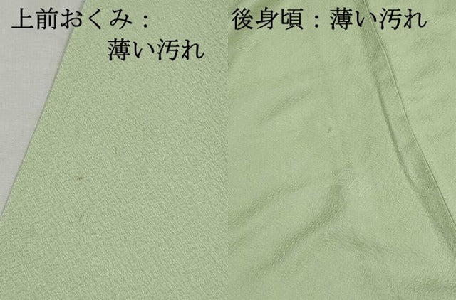 平和屋着物■上質な色無地　菱地紋　若菜色　正絹　逸品　DABJ5378qa