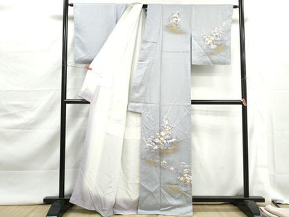 平和屋着物■訪問着　渡橋風景花文　暈し染め　金彩　正絹　逸品　DABJ5390qa