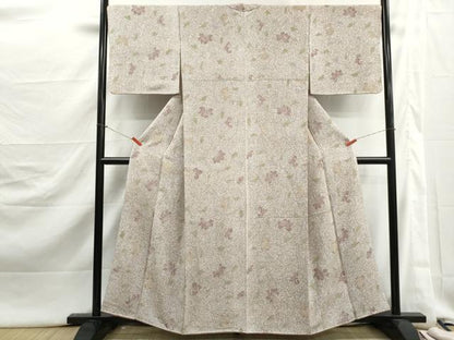 平和屋着物■上質な小紋　霞更紗花文　たたき染め　正絹　逸品　DABJ5391qa