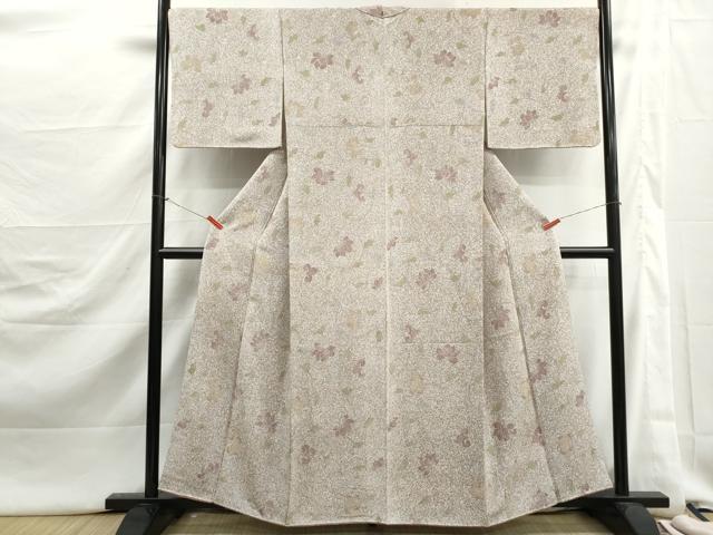 平和屋着物■上質な小紋　霞更紗花文　たたき染め　正絹　逸品　DABJ5391qa