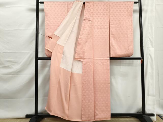 平和屋着物■小振袖　二尺袖　色無地　草花地紋　宍色　正絹　逸品　DABJ5396qa