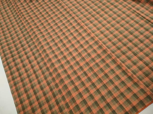 平和屋着物■上質な紬　格子文　正絹　逸品　DABJ5400qa
