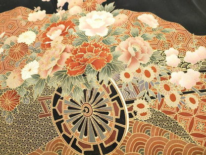 平和屋着物■豪華黒留袖　駒刺繍　花車文　金彩　正絹　逸品　DABJ5403qa