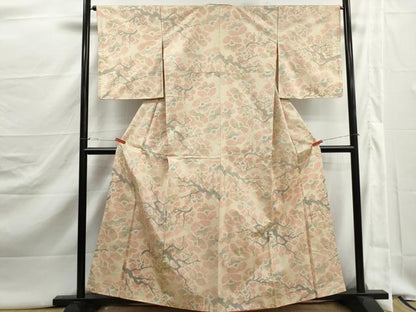 平和屋着物■上質な紬　枝花文　正絹　逸品　DABJ5405qa