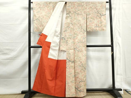 平和屋着物■上質な紬　枝花文　正絹　逸品　DABJ5405qa