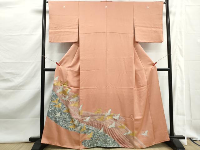 平和屋着物■豪華色留袖　駒刺繍　流水群鶴文　金銀彩　正絹　逸品　DABJ5409qa